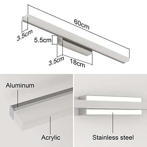Klighten Lampe Miroir LED salle de Bains 14W 60cm, IP44 Lumiere Salle de Bain Miroir Moderne, Applique Murale Salle de Bain, 110-240V, 910 Lumen, Blanc Froid 6000K
