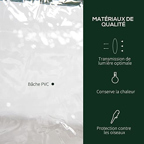 Outsunny Serre de Jardin Balcon étagère Serre 3 Niveaux dim. 69L x 49l x 125H cm métal thermolaqué Vert PVC Haute densité Transparent