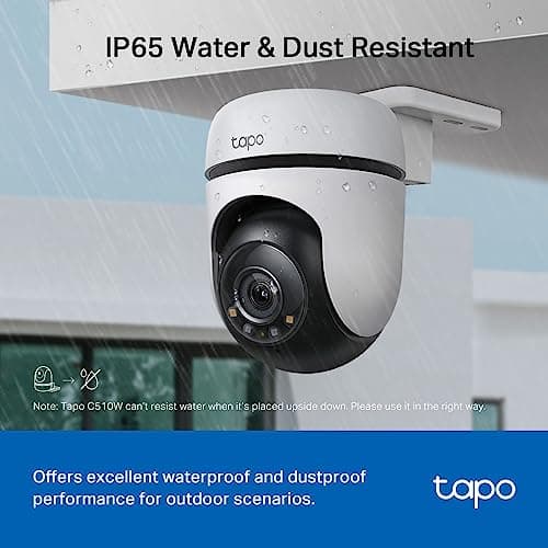 TP-Link Tapo 2K Caméra Surveillance WiFi extérieur 360° C510W, Vision nocturne couleur, Détection de Personne et Suivi de Mouvement, Étanche IP65, Alarme sonore Personnalisable
