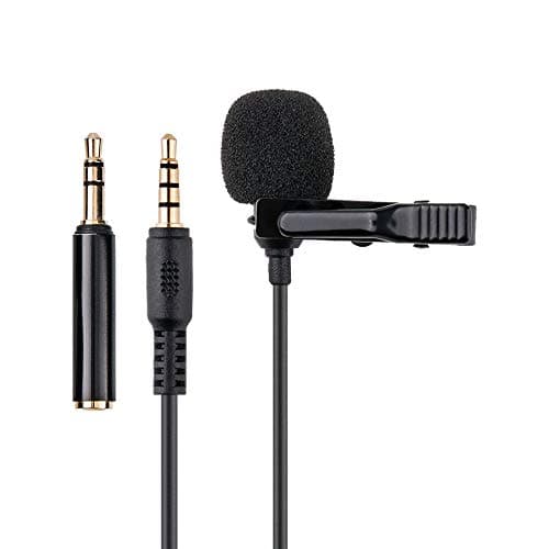 KIWIFOTOS - Microphone Lavalier Omnidirectionnel, 3.5mm TRS TRRS Microphone Lavalier Lapel pour Caméscopes pour Caméscopes PC Smartphones Caméscopes Zoom Handy Recorders (2m / 6.6 ')