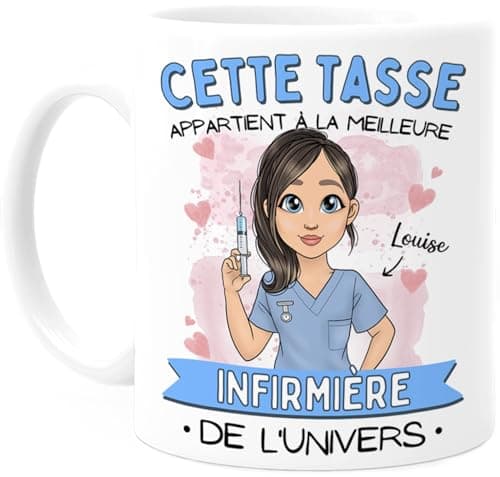 Cupdarling® Tasse Personnalisable Cadeau Infirmiere - Idee Cadeau Femme Original - Tasse Infirmiere Humour - Cadeau Anniversaire Femme - Etudiante Infirmiere Accessoires