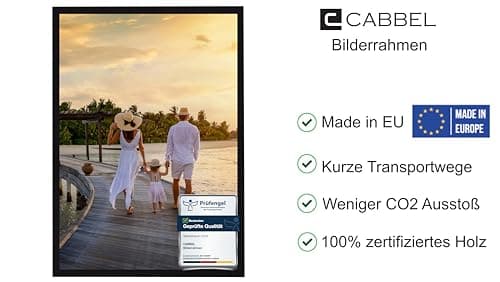 CABBEL Lot de 1 cadre photo 50x70 Cadre en bois MDF avec verre acrylique incassable en Noir