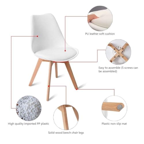 DORAFAIR Table et Chaises Salle Manger,Ensemble Table et 4 chaises,Table Ronde 80 * 80cm et 4 Chaise Scandinave Blanc