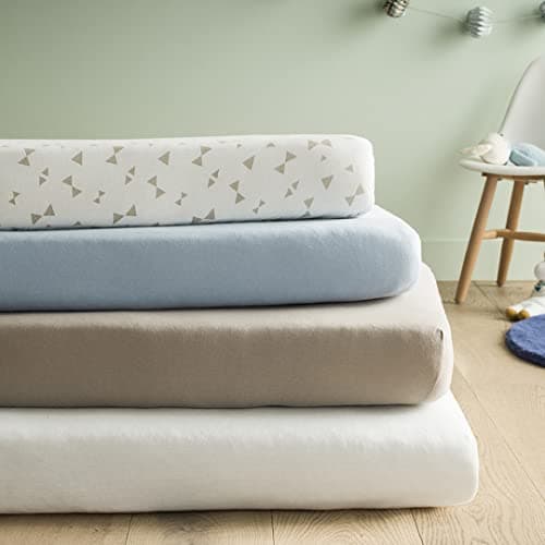 babyCalin - Lot de 2 draps housse 60x120x15cm Blanc/blanc certifié OEKO-TEX
