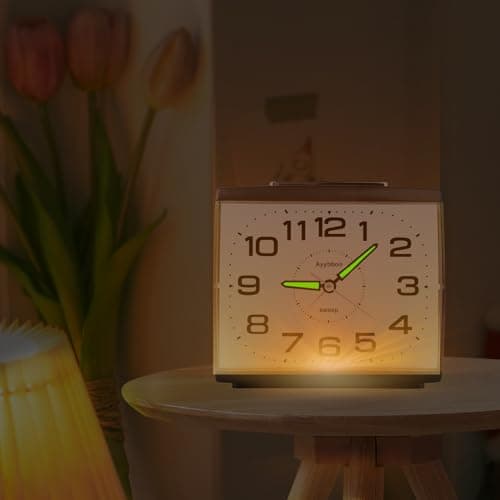 Ayybboo Réveil Matin à Piles Retro Silencieux sans Tic-Tac, Grand Cadran Original Analogique Quartz Alarme Vintage Lumineux Snooze Réveil Chevet