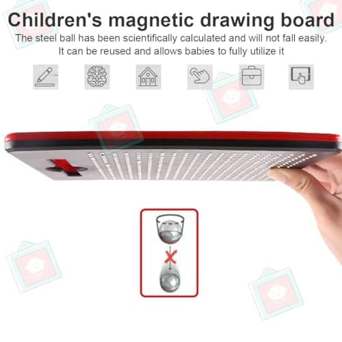 EIHI Billes Aimantées Enfant Billes Magnétiques,(Noir) lanche à Dessin Magnétique Tablette Magnétique Enfant Ardoise Magique avec Stylo pour Enfant Jouet Educatif
