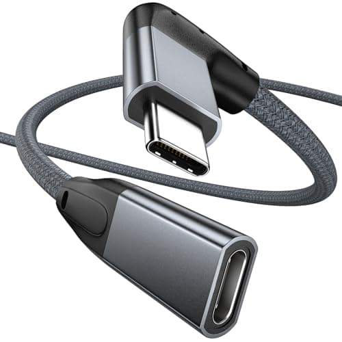 UseBean Câble Extension USB C à Angle Droit 1.8M, Coudé 90 Degrés USB C 3.1 Gen 2 10Gbps PD Charge Rapide,Rallonge Mâle vers Femelle Type C,pour hub,MacBook,iPad Pro/Mini,Galaxy S24, iPhone 15