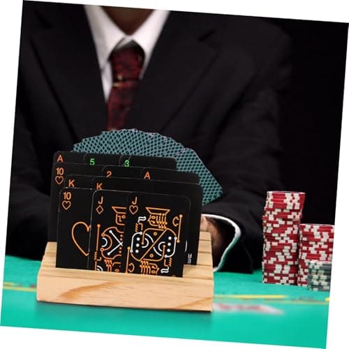 HONMEET Poker Support Titulaire De La Carte en Bois Bois Place Titulaire De La Carte Titulaire De La Carte De Titulaires De Cartes À Jouer pour Adultes Plateau De Cartes en Bois