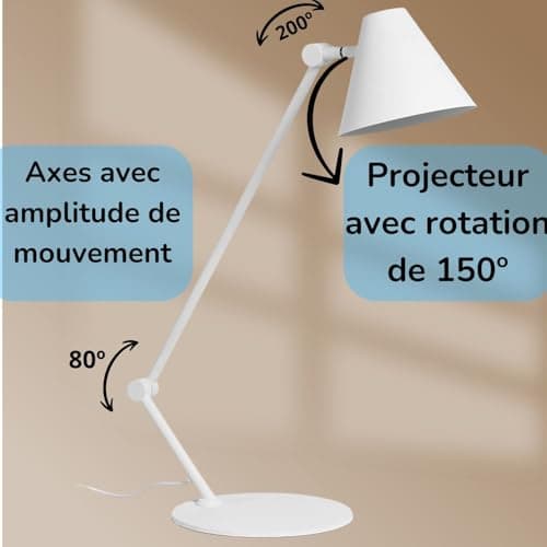 EXO Lighting lampe architecte MANTIS - lampe de bureau blanche E27 - lampe de bureau led puissante - éclairage de bureau - lampe de bureau design - desk lamp - lampe onglerie table