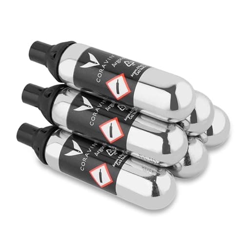 Coravin - Gaz Argon Capsules en Acier Inoxydable - à Utiliser avec Les Systèmes et Dispositifs de Préservation du Vin Une Capsule Conserve Jusqu’à 15 Verres, Pack de 6