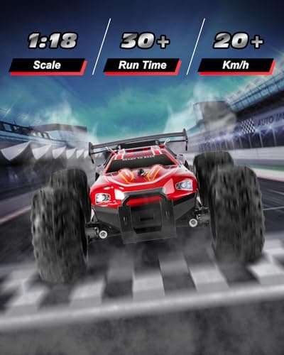 Uplayteck Voiture Télécommandée, 1:18 2WD 2,4 GHz RC Voiture, Tout-Terrain à Grande Vitesse 20+KM/h Véhicule avec Piles Rechargeables, Buggy RTR Truck de Jouet, Cadeau pour 5+ Ans Enfants et Adultes
