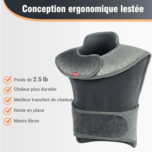 Comfytemp Infrarouge Lointaine Coussin Chauffant pour le Dos, Épaules et Nuque, 2.5lb Coussin Chauffant Dos Électrique 20"×22", Chauffage Rapide avec 6 Niveaux de Chaleur et Arrêt Automatique, Lavable