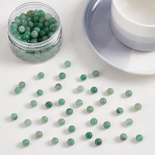 OLYCRAFT 200 pièces 8mm Perles D'Aventurine Vertes Naturelles Perle Pierre Naturelle Perles Rondes en Vrac Perles de Pierres Précieuses Pierre D'Énergie pour Bracelet Collier Fabrication