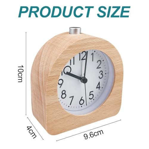 Newaner Reveil Matin à Piles, Réveil Analogique Silencieux sans Tic-Tac, Reveil Bois Rétro, Reveil de Voyage Lumineux, Horloge à Aiguilles Classique avec Fonction Snooze, pour Famille et Bureau
