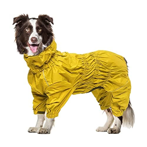 Geyecete - Extensible 1/2 Jambe Costume Combinaison pour Chiens, Manteaux imperméable pour Chien avec Fermeture éclair e Nylon Boucle,pour Chiens de Grande, Petite et Moyenne Taille-Jaune-XXL