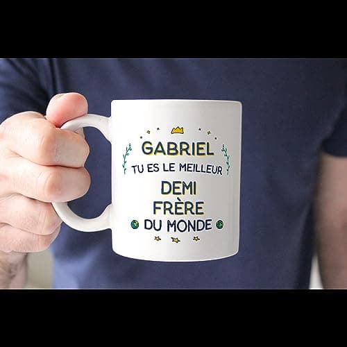 Mugffins Tasses Personnalisables pour DEMI-FRÈRE - En Français - Cadeau Personalisé- Meilleur du Monde - 11 oz / 330 ml