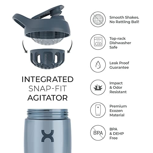 Promixx Shaker – Bouteille shaker de protéines de qualité supérieure pour shakes complémentaires – Facile à nettoyer et durable, 700 ml, Blanc Arctique
