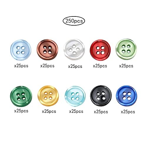 NiacisweBouton a Coudre 250 Pièces Boutons Mercerie Bouton Vetement Rond bouton Boutons Colorés Artisanat Bouton en Résine Bouton Couture pour Couture et Tricot Bricolage Ornement Fait à la Main
