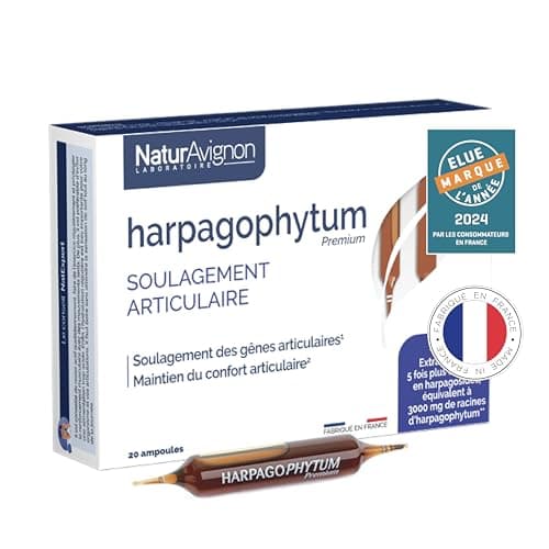Laboratoire NaturAvignon Harpagophytum Ampoules | Confort articulaire | Efficacité prouvée | Equivalent 3000mg de racine d'harpagophytum + Vitamine D3 | Arôme naturel | 20 ampoules (20 jours)