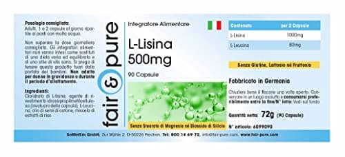 Fair & Pure® - L-lysine 500mg - végan - 90 gélules