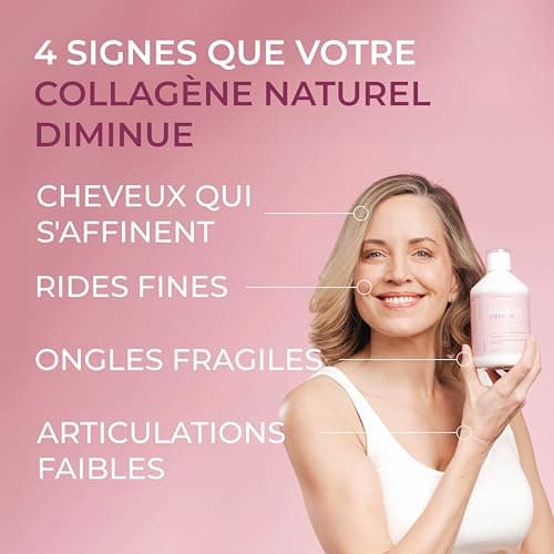 Collagen Deluxe 500 ml de collagène liquide | 12 500 mg de collagène marin, avec de l'acide hyaluronique, des vitamines et des minéraux pour les cheveux, la peau et les ongles.