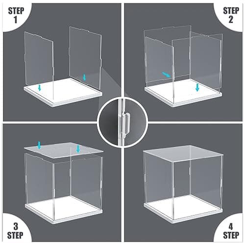 Nynelly Vitrine Acrylique Transparente pour Collection Figurine, Assembler Boîte Présentoir Rangement De Vitrine Antipoussière pour Action Pop Figures Jouets De Collection, 15x15x15cm,Blanc