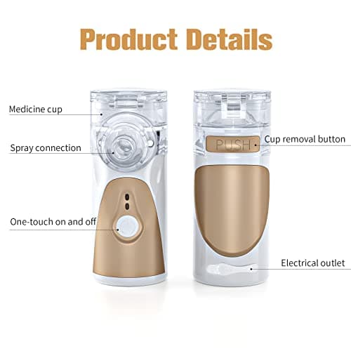 Nébuliseur Portable Inhalateur, Nébuliseur pour enfant et adulte, Nébuliseur Aérosol Silencieux avec embout buccal et masque pour le voyage et l'utilisation de ménage