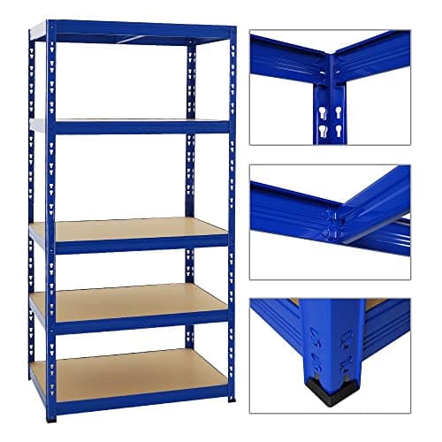 PROREGAL Mega Deal 4X Étagère Charge Lourde Tiger | HxLxP 180x90x60cm | 265kg par Niveau | Bleu | Étagère Robuste de Garage, Atelier, Cave, sous-Sol, Stockage, Rangement, rayonnage