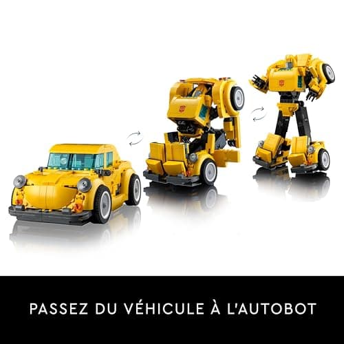 LEGO Icons Transformers Bumblebee - Figurine Robot Culte pour Adultes - Set de Construction Détaillé sur Le Thème du Cinéma pour Les Fans de Science-Fiction - Se Transforme en Véhicule 10338