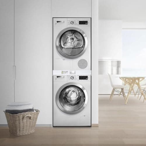 NIUXX Kit de Superposition Universel, Accessoires pour Lave-linge/Sèche-linge, Universel Cadre Intermédiaire pour Lave-linge et Sèche-linge avec Corde à Cliquet, taille réglable(46-66cm)