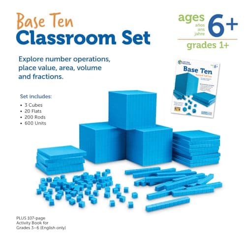 Learning Resources Kit pour la classe de base 10 en plastique rainuré, Bleu