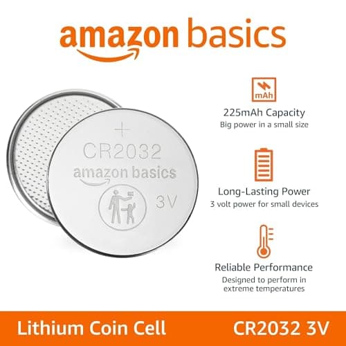 Amazon Basics Lot de 6 piles bouton CR2032 au lithium, 3 V, puissance longue durée, sans mercure