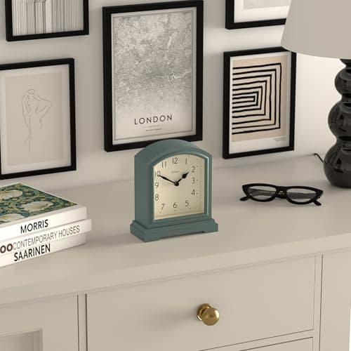 JONES CLOCKS Horloge de cheminée Tavern - Design Traditionnel/Classique - Horloge de Chambre - Horloge de Salon - Horloge de Bureau - Horloge de cheminée - Horloge de Bureau - Petite Horloge (Verte)