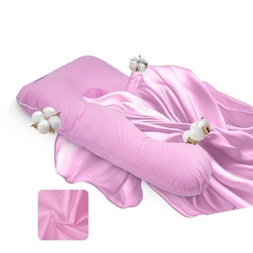 MAKOSAS Housse de Coussin Confort – Taie d'oreiller Ergonomique Douce pour Un Sommeil Confortable – Coton hypoallergénique et Respirant | Coton-Rose