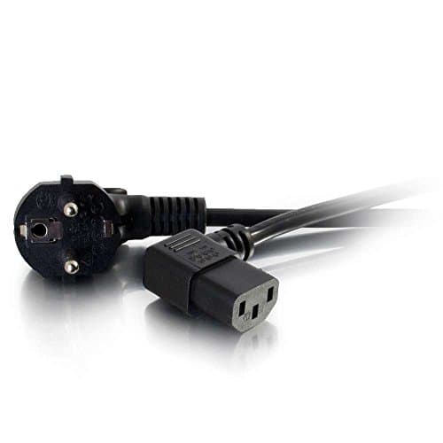 C2G Câble d'alimentation à 90 degrés 16 AWG de 5 Mètres (IEC320C13R vers CEE 7/7 Schuko) Câble PC à angle droit de 15 pieds, Moniteur et appareil, Noir
