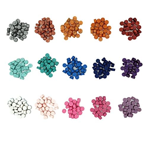 Perles de Cire à Cacheter 375 Pièces,15 Couleurs Sceaux de Cire Octogonaux pour Rétro Cachetage de Timbres,Enveloppes, Invitations de Mariage,Emballage de Cadeaux (Série Macaron)