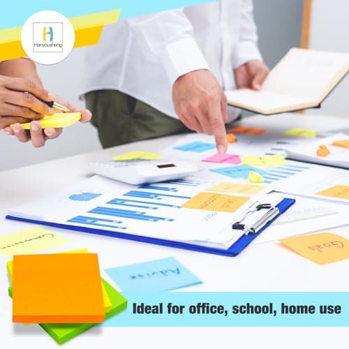 Hanyousheng 800pcs Sticky Notes, Feuillets Autocollants 76 x 76 mm, Notes Sticky Carrées, 100 Feuilles par Bloc, pour Bureau, Maison, École, Réunion(8 Couleurs)