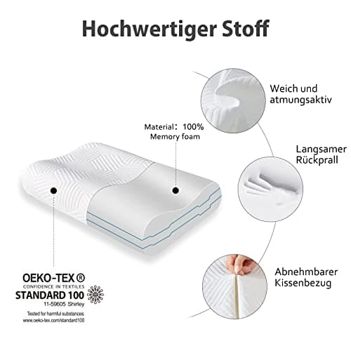 LAMB Nouveau pour 2024 Oreiller Cervical 50D Memory Foam,Oreiller Orthopédique pour la Nuque,Réglable en Hauteur, Taie d'oreiller Lavable, 50 x 35 cm