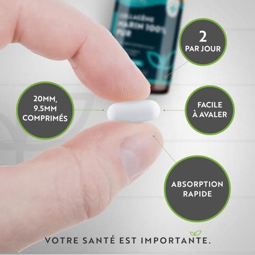 Collagene Marin Hydrolysé Type 1-1200mg - 120 Collagène Marine Comprimés - Peptides de Collagène Hydrolysé - Protéines de Collagen pour Articulations et Hydratation de la Peau - Nutravita