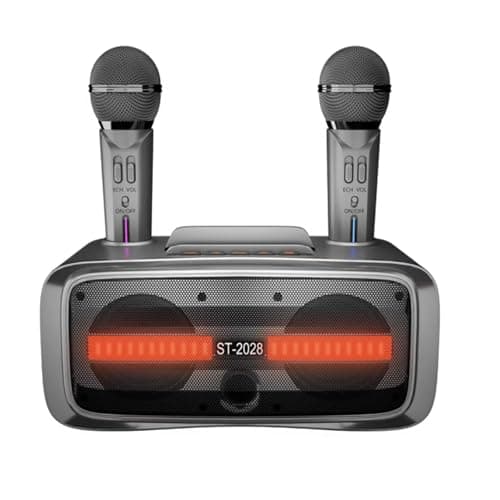 AFAITH Micro Karaoke Adulte Enfant Enceinte Karaoké avec 2 Micro sans Fil Bluetooth pour TV, Karaoke Complet 20 Watts avec Lumière LED, Sensibilité du Microphone Réglable et écho