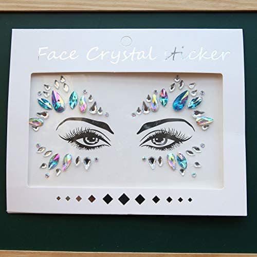 Autocollant Visage 6 feuilles Gemmes de Visage Autocollants pour le Visage en Cristaux pour Yeux Affronter Corps Tatouages Temporaires