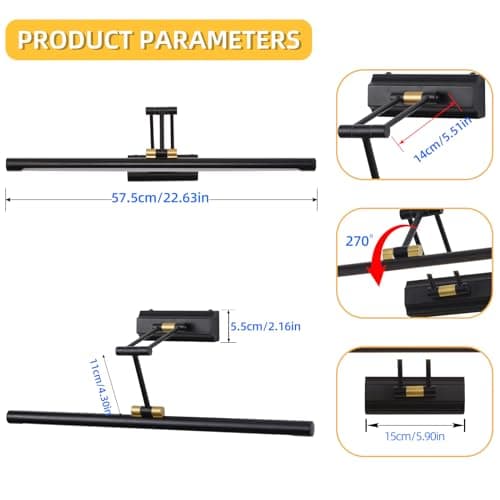 TYhogar Applique murale LED Lampe de salle de bain 12W 57CM Lumière picturale Lampe de salle de bain Éclairage intérieur Lampe de vestiaire Peinture à l'huile Lumière de maquillage 4000K IP44