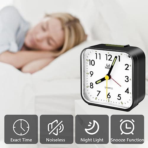 Miiepls Analogique Silencieux sans Tic-Tac,Petite Réveil De Voyage Lumineux Idéal pour Famille/Bureau