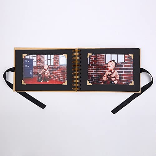 Album photo de scrapbooking 30 pages A5 en papier kraft pour scrapbooking fait à la main (noir)