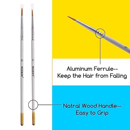 MEEDEN Lot de 2 pinceaux de Peinture de détail – 12 pinceaux Miniatures pour Les détails Fins et la Peinture Artistique – Acrylique, Aquarelle, Huile – Miniatures, modèles, Kits d'avion