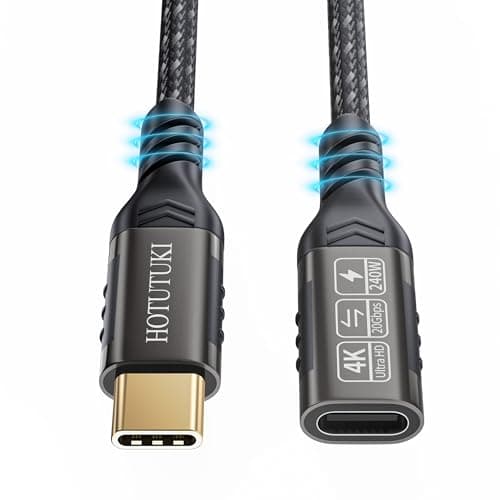 HOTUTUKI cable usb c male/femelle 50 cm,USB C 3.2 Gen2, 20gbs 240W/5A Compatible USB C 3.2, USB 3.1, USB 3.0, 4K à 60 Hz,usb extender cable,rallonge type c femelle