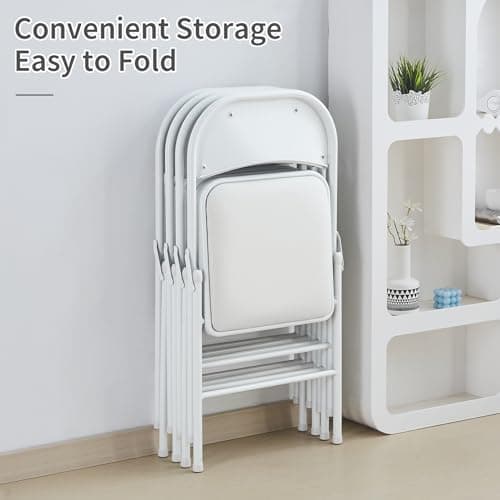 KAIHAOWIN Lot de 2 Chaise Pliantes Rembourrées, Chaises Pliantes avec Dossier et Sièges Rembourrés pour Les Réunions de Restauration événements de Mariage, Blanc