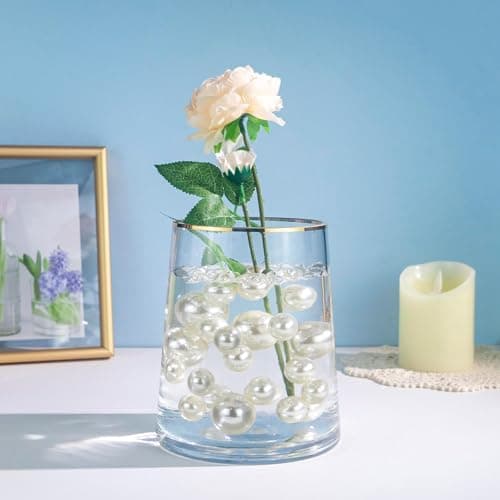 Jisrcha 150 Perles Artificielles, Perle Nacrée,Sans Trou Tailles Mixtes, Perles Rondes Flottantes de Taille Variée pour La Fabrication de Bijoux, Colliers, Bougie Flottante 8/14/20 MM (blanc)