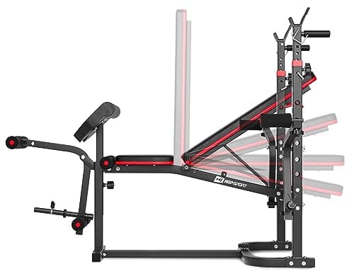 Hop-Sport Banc de Musculation Pliable Inclinable HS-1065, Banc d'entraînement complet, Support d'haltères, Entraîneur de Jambes, Banc musculation multifonction pour le Développé Couché avec papillon
