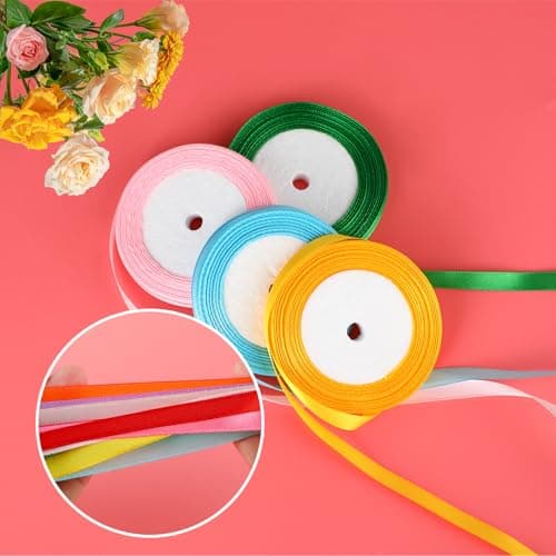 Atliberswo - Ruban Satin - Ruban Cadeau - Ruban Tissu - 12 Couleurs, 22 m × 1 mm, Ruban en Polyester, Adapté aux Décorations de Mariage, Décorations de Fêtes, Emballages Cadeaux, etc